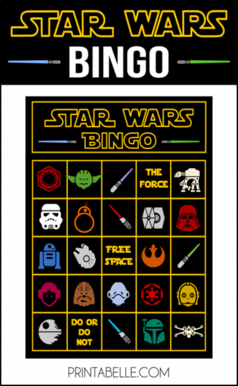 Star Wars Bingo Game Printable Star Wars Party Games 