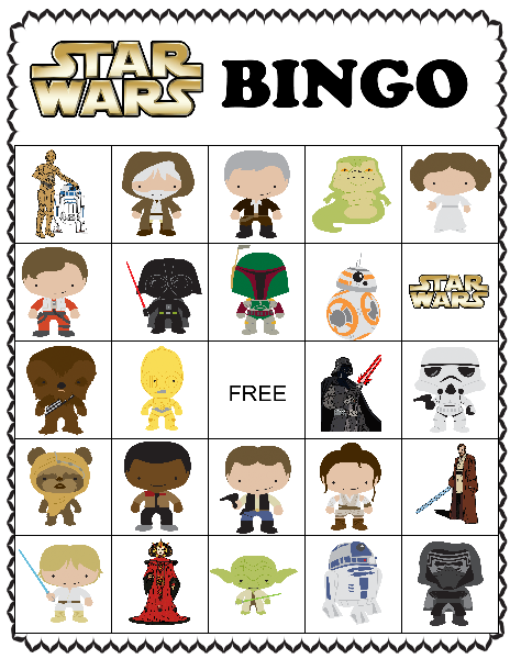 Star Wars Dinner Bingo And Match Game Star Wars Kids 