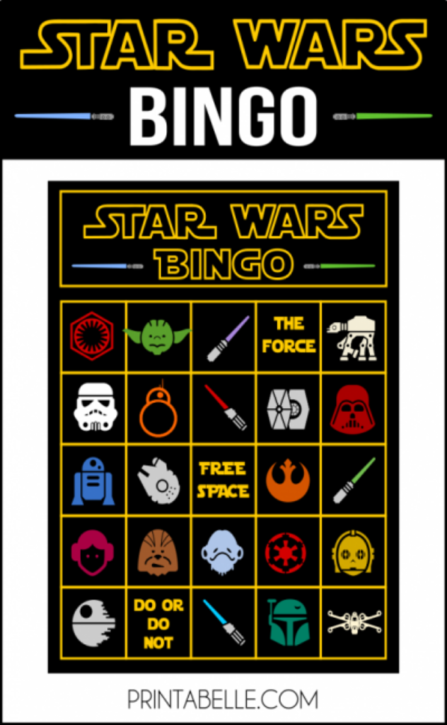 Star Wars Printable Bingo Game Printables For Kids