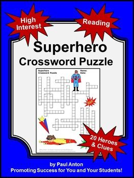 Superhero Activities Vocabulary Crossword Puzzle 