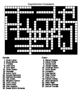 Superheroes Crossword And Word Search By Lonnie Jones 