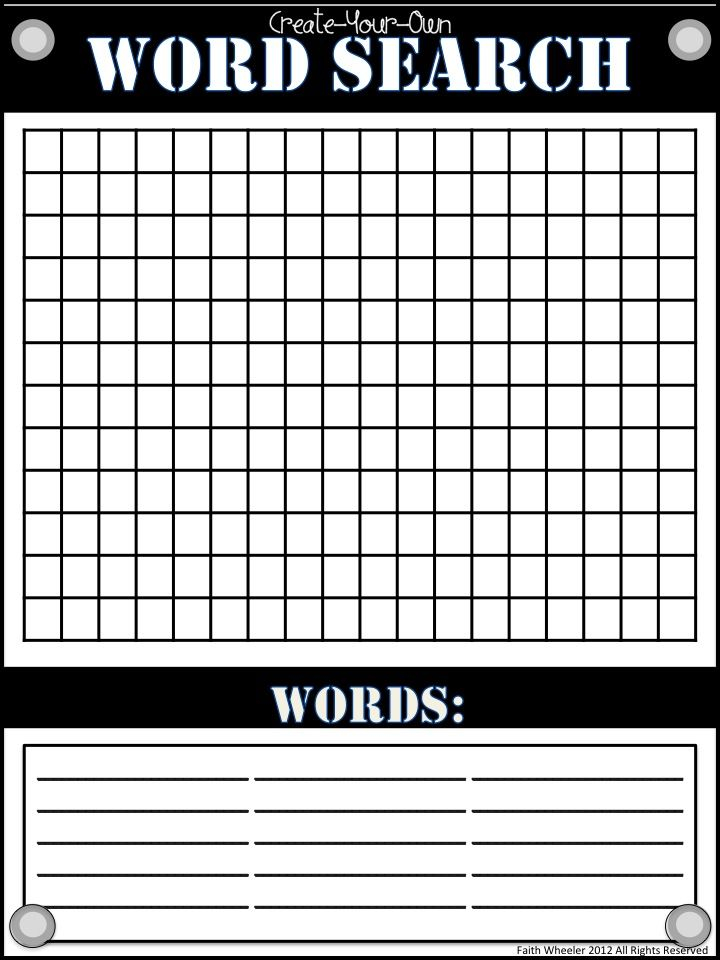Word Search Template Printable