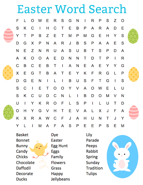 This Free Printable Easter Word Search Puzzle It Includes 