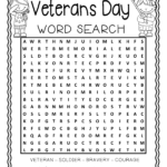 Veterans Day Word Search Activity With Answer Key Happy