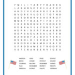 Veterans Day Word Search FREE Printable Worksheet