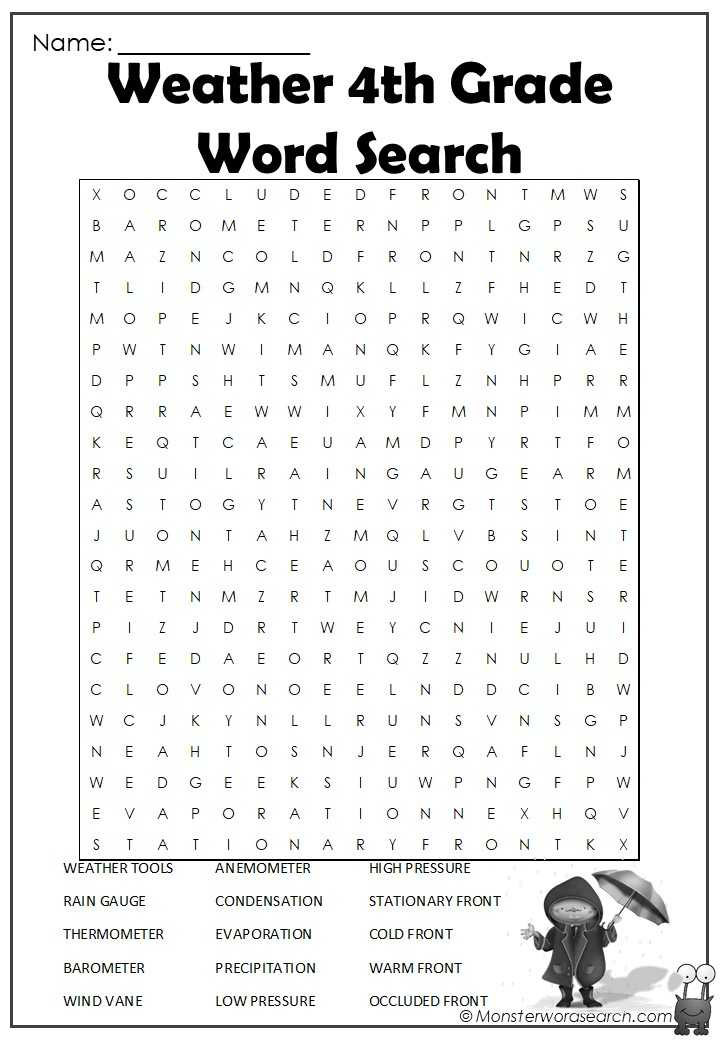 printable word search 4th grade