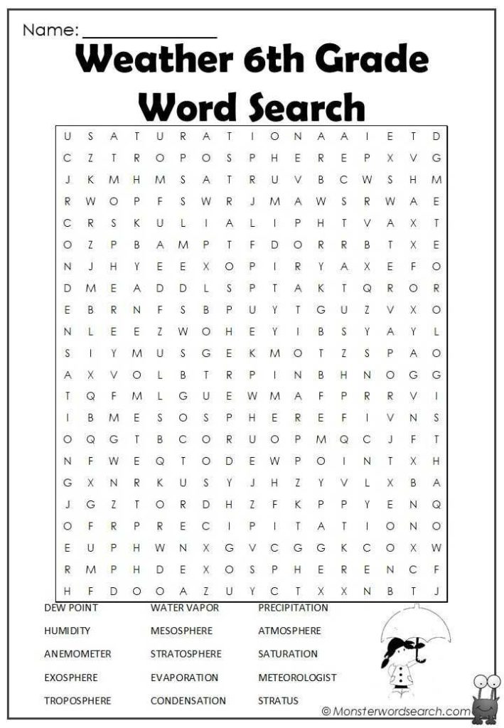 Weather 6th Grade Word Search In 2020 With Images Free