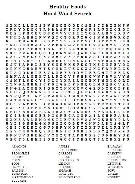 Where Are Healthy Foods In 3 Word Search Puzzles Hard