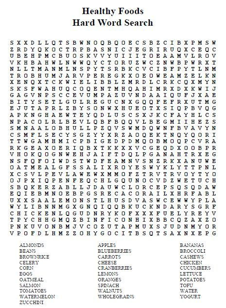 Where Are Healthy Foods In 3 Word Search Puzzles Hard 