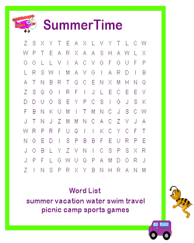 Summer Word Searches Printable