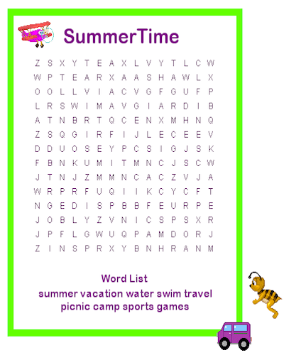 Word Hard Summer Word Searches