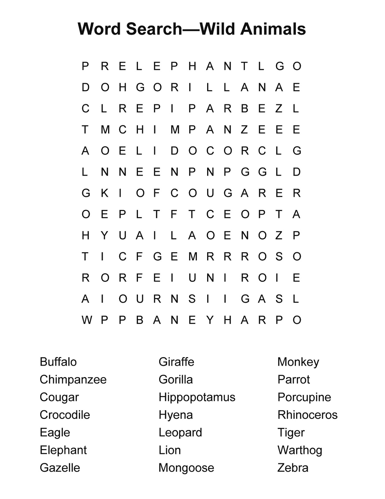 Word Search For Kids Activity Shelter