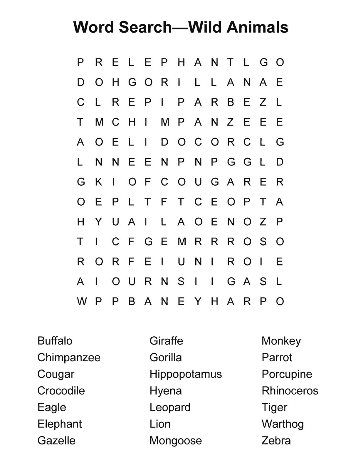 Word Search For Kids Kids Word Search Easy Word Search 