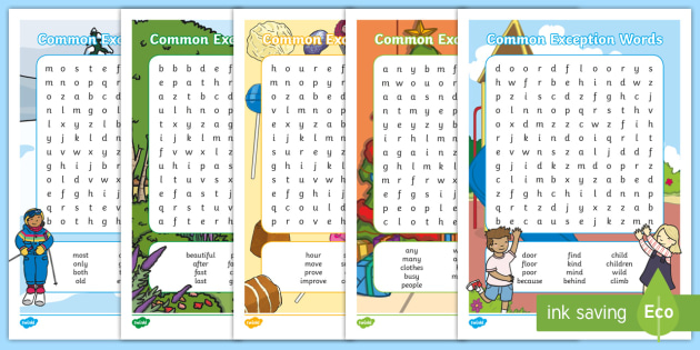 Word Search Pack For Kids Year 2 Common Exception Words U 