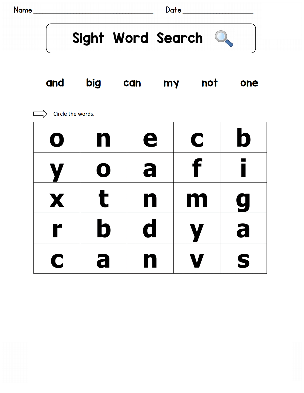 Wordsearch For Kindergarten Worksheet Learning Printable