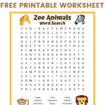 Zoo Animals Word Search FREE Printable