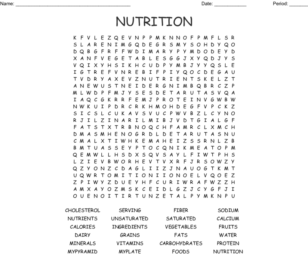 10 Interesting Nutrition Crossword Puzzles KittyBabyLove