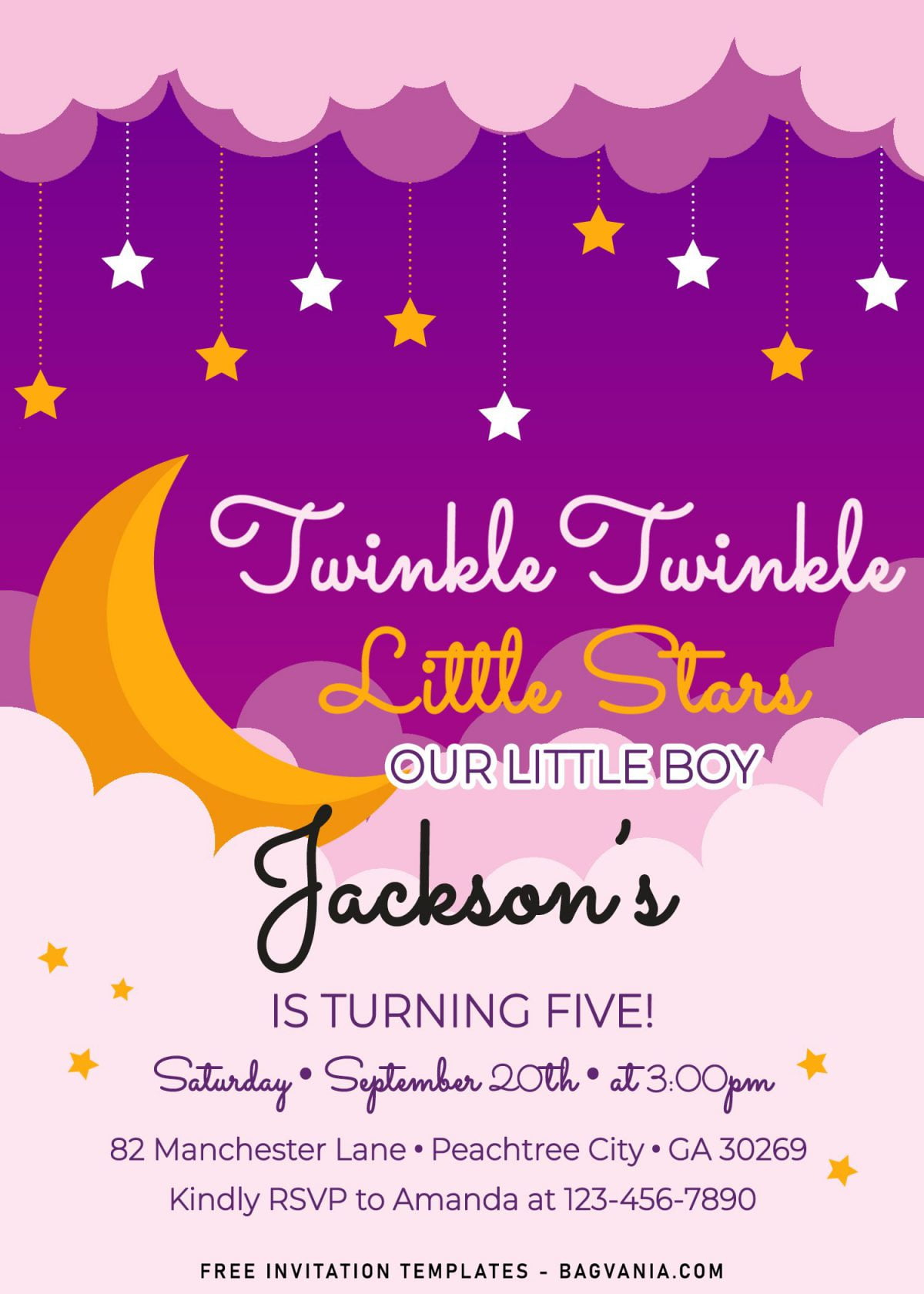 10 Twinkle Twinkle Little Star Birthday Invitation 