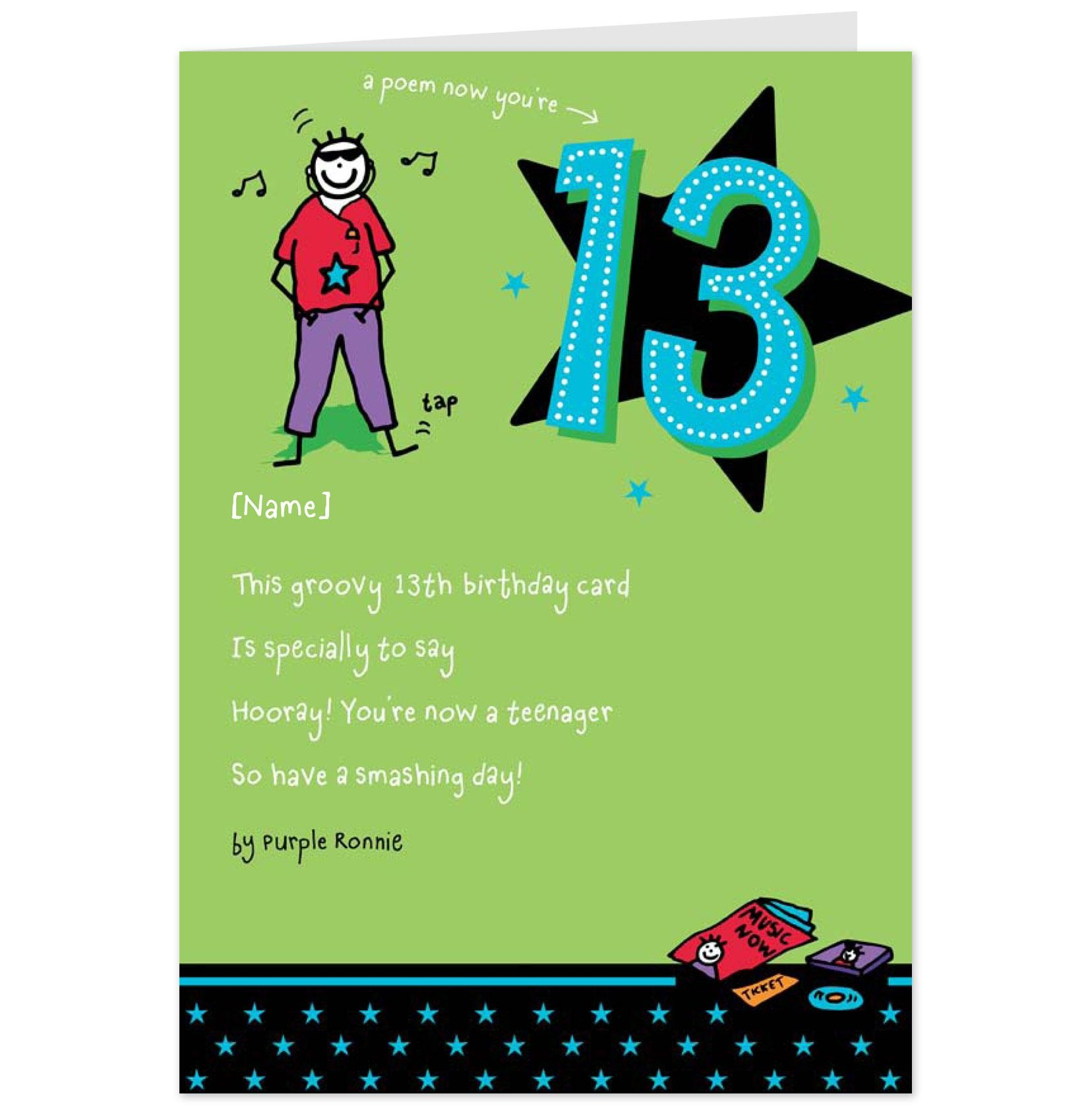 Free Printable 13th Birthday Cards