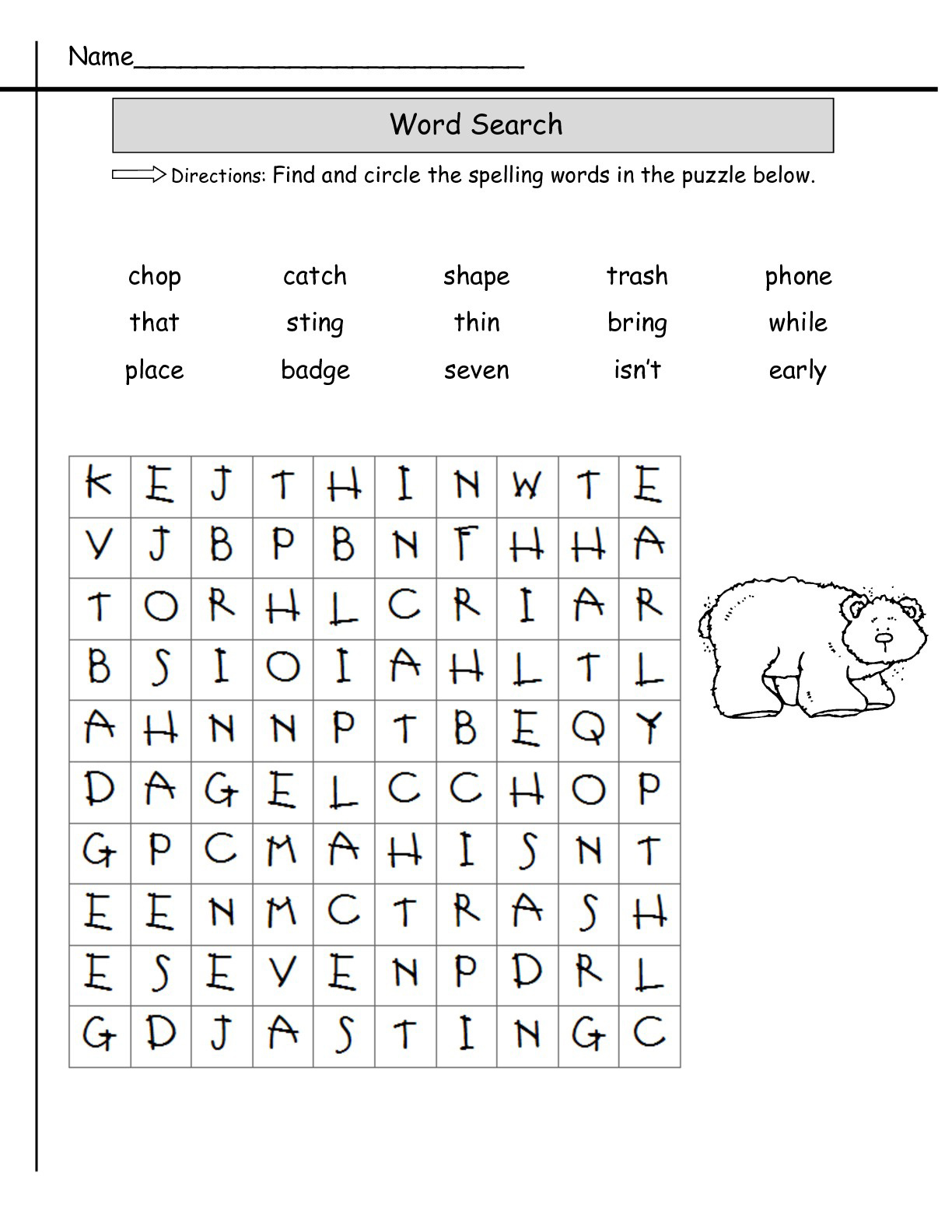 grade 2 printable word search