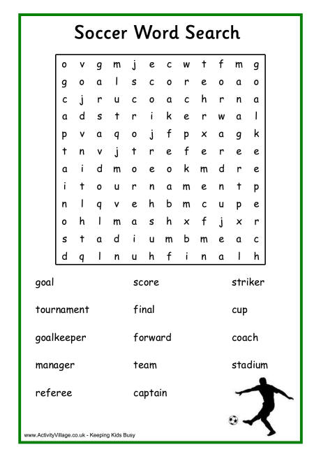 34 End to end Football Word Search Puzzles For You Kitty 