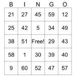3A 1 60 Bingo Card
