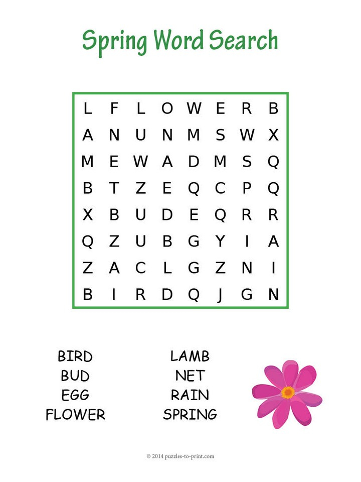 7 Printable Spring Word Searches KittyBabyLove