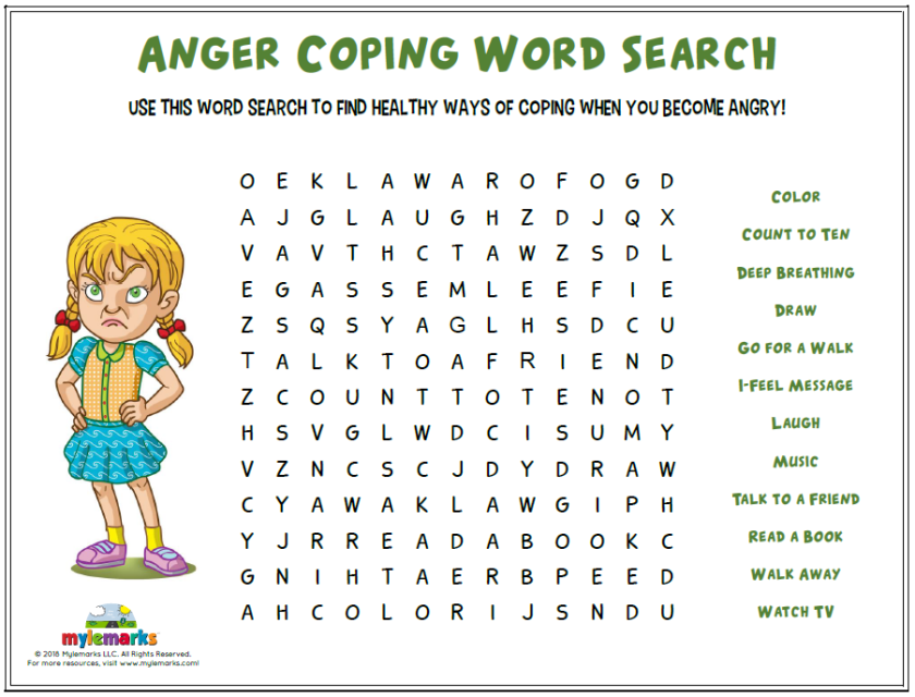 printable word search on anxiety