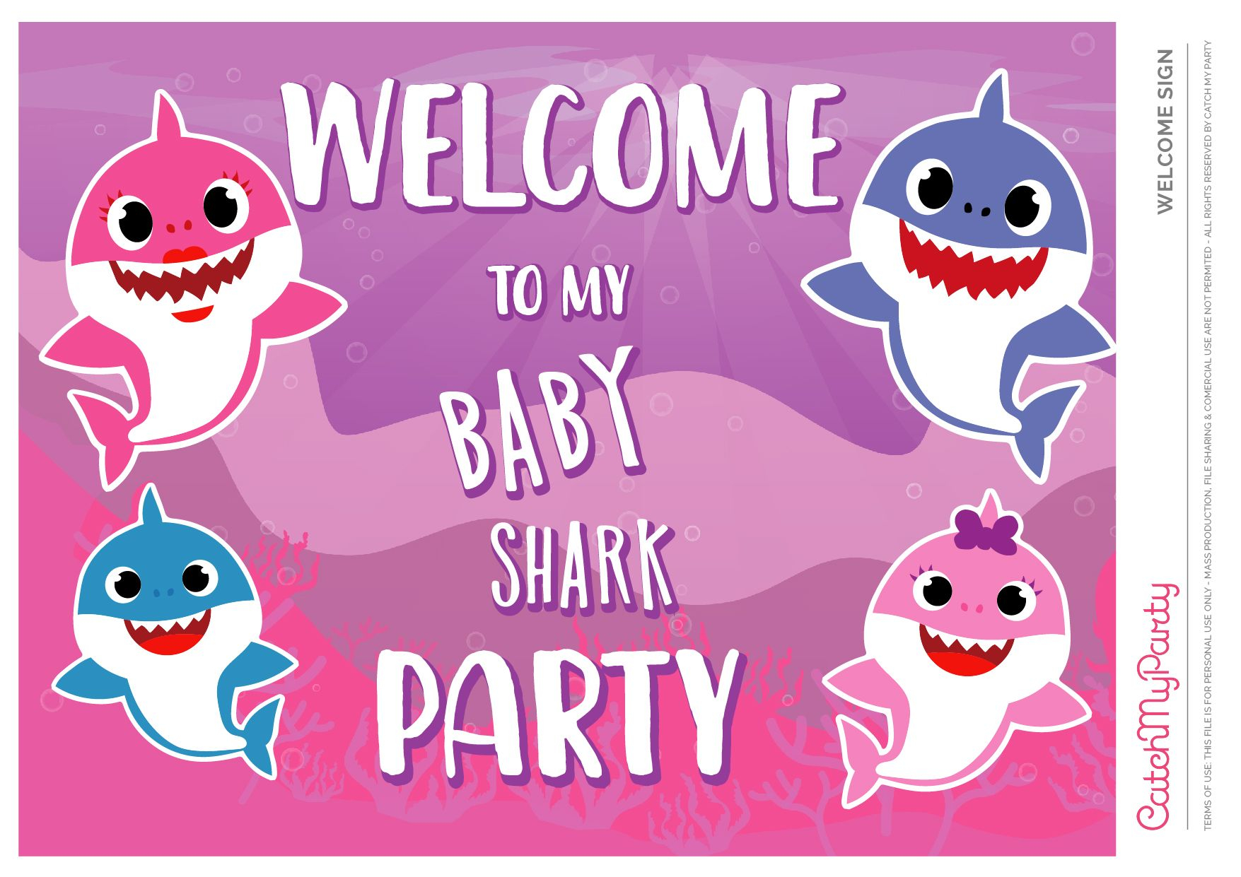 Baby Shark Pink Welcome Poster See More Party Ideas And 
