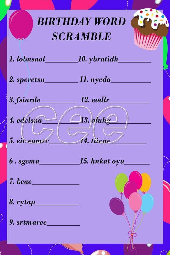 Printable Birthday Games