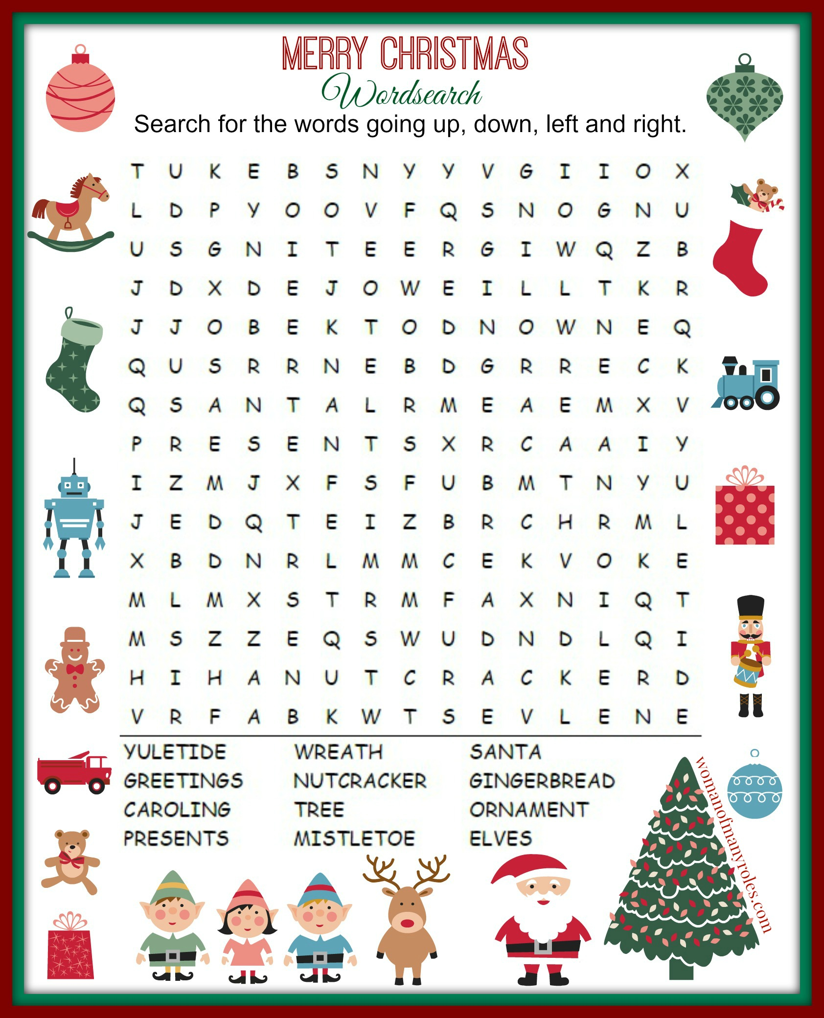 Christmas Word Search Printable Woman Of Many Roles