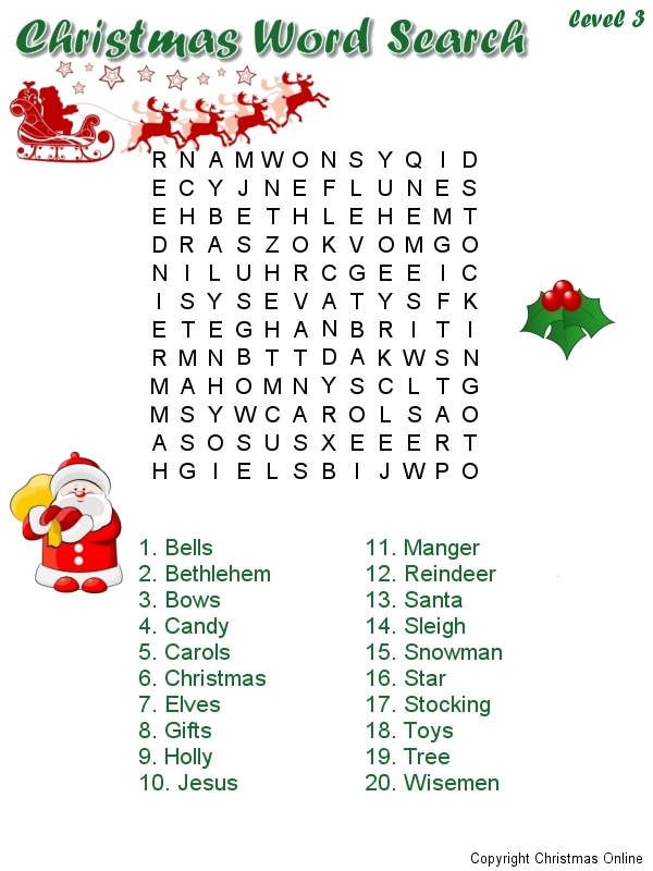 Christmas Wordsearch Coloured Kisses Corner s