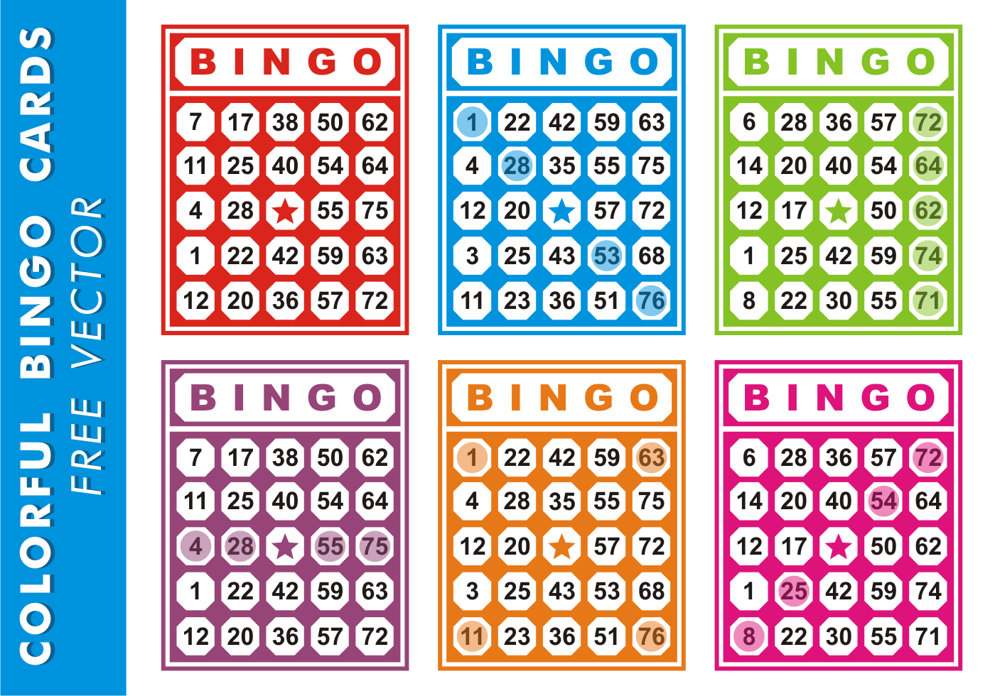 Colorful Bingo Cards Free Vector Download Free Vectors 