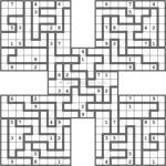 Diagonal Jigsaw Samurai X Sudoku Variant Puzzle