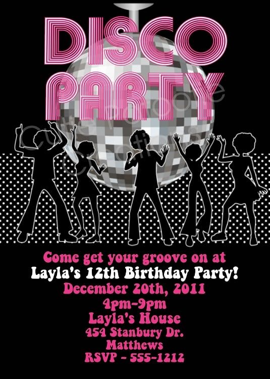 Disco Birthday Party Invitation Templates Free Party 