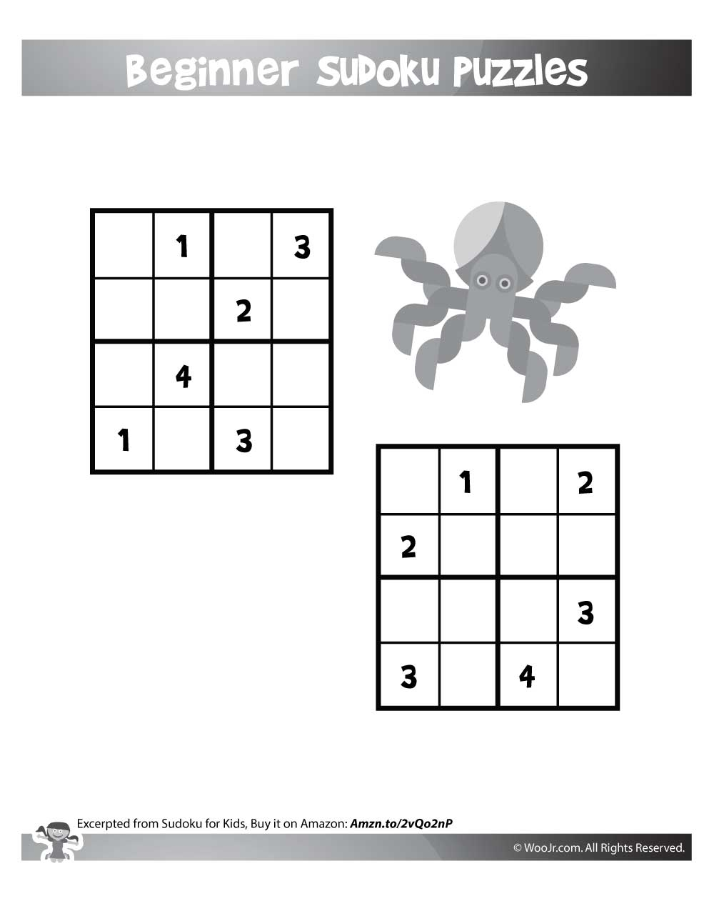 Easy Level 4x4 Sudoku For Kids Woo Jr Kids Activities