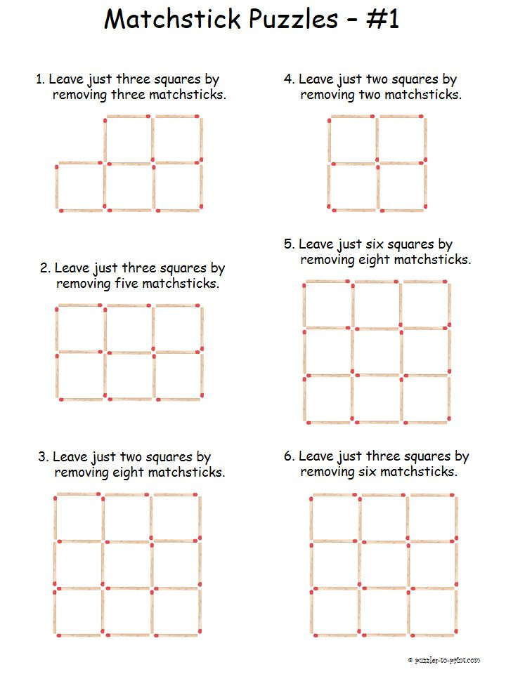 Easy Matchstick Puzzles Printable Brain Teasers Brain 