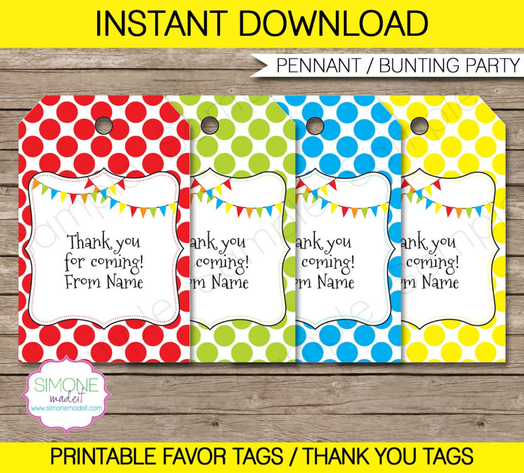 Editable Favor Tags Thank You Tags Birthday Party Favors