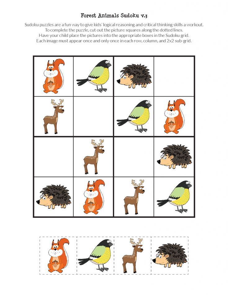 Forest Animals Sudoku free Printables P ed kol ci 