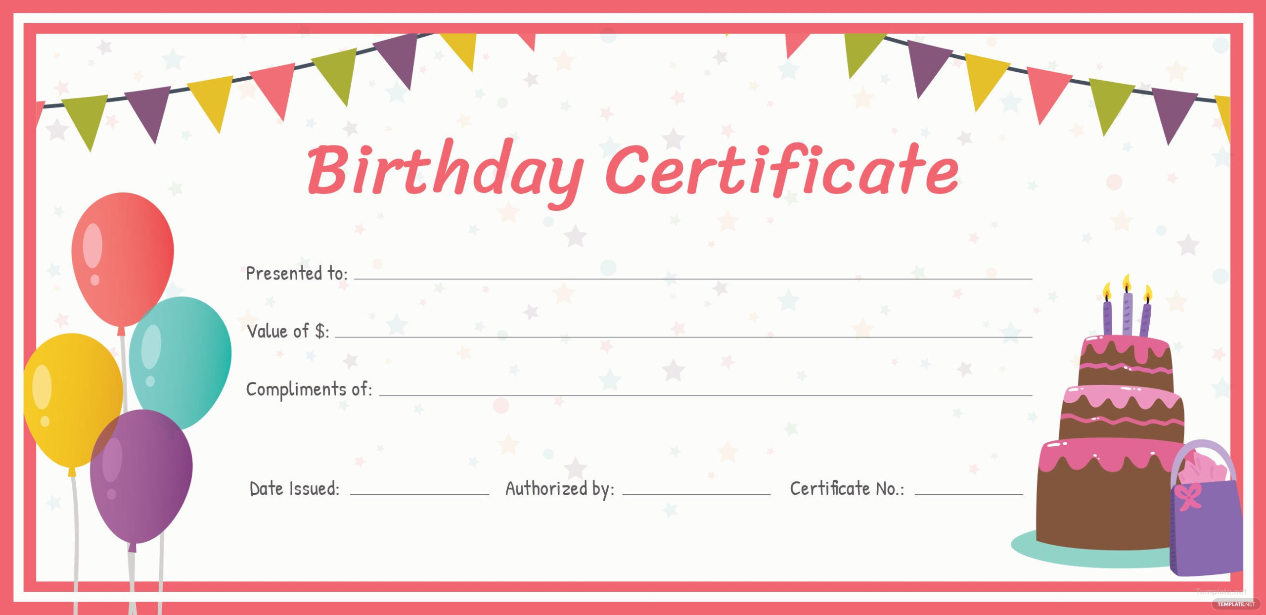 Free Birthday Gift Certificate Template In Adobe 