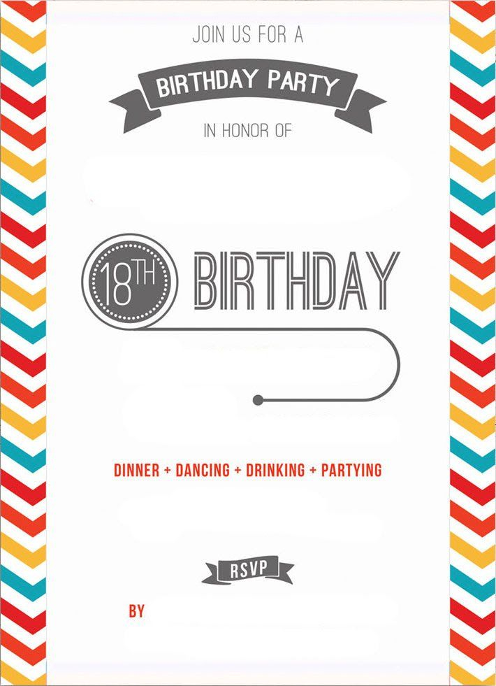 Free Printable 18th Birthday Invitation Template 