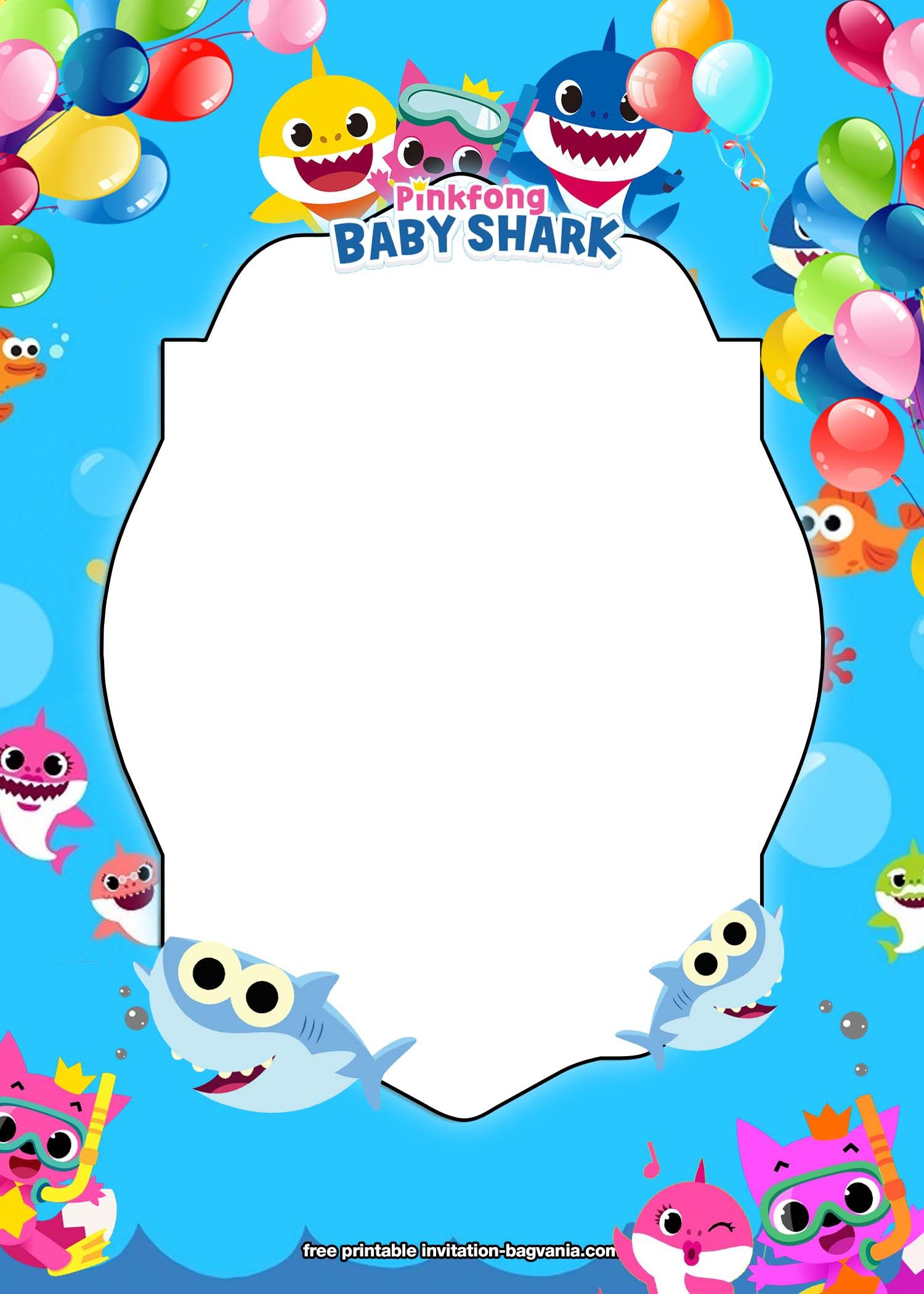 FREE Printable Baby Shark Birthday Invitation Templates 