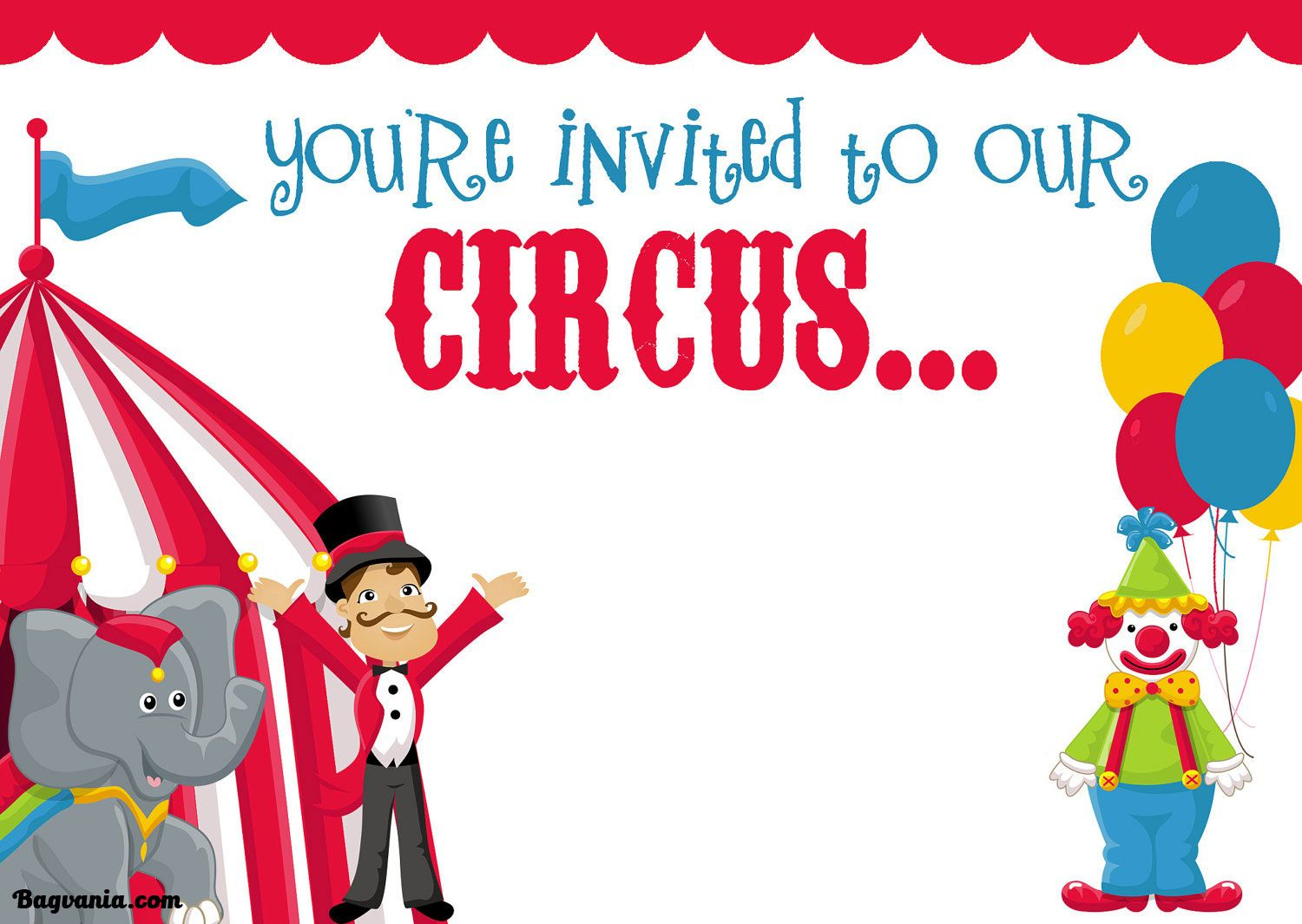 Free Printable Circus Birthday Invitations Template 