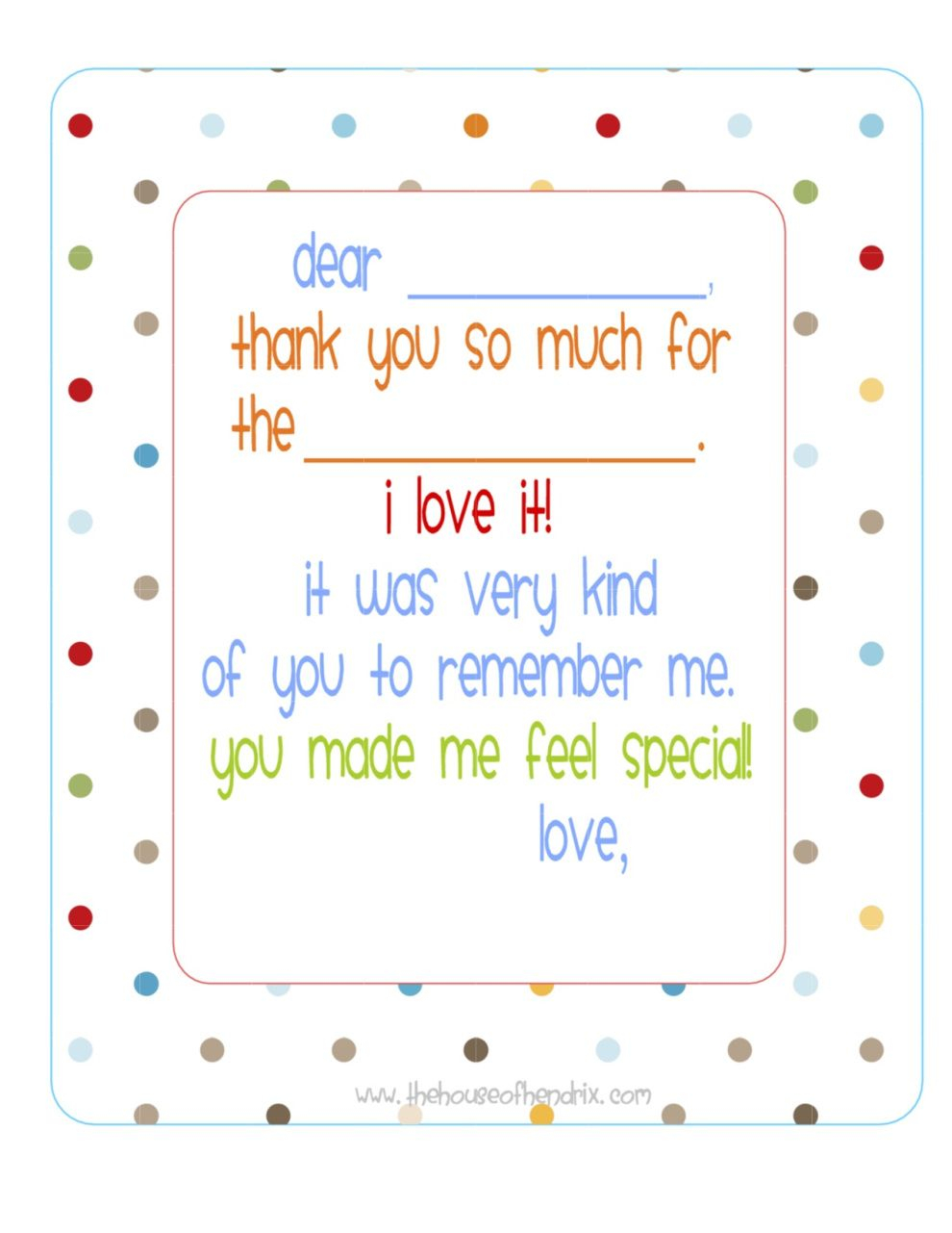 free Printable Fill In The Blank Thank You Note polka 