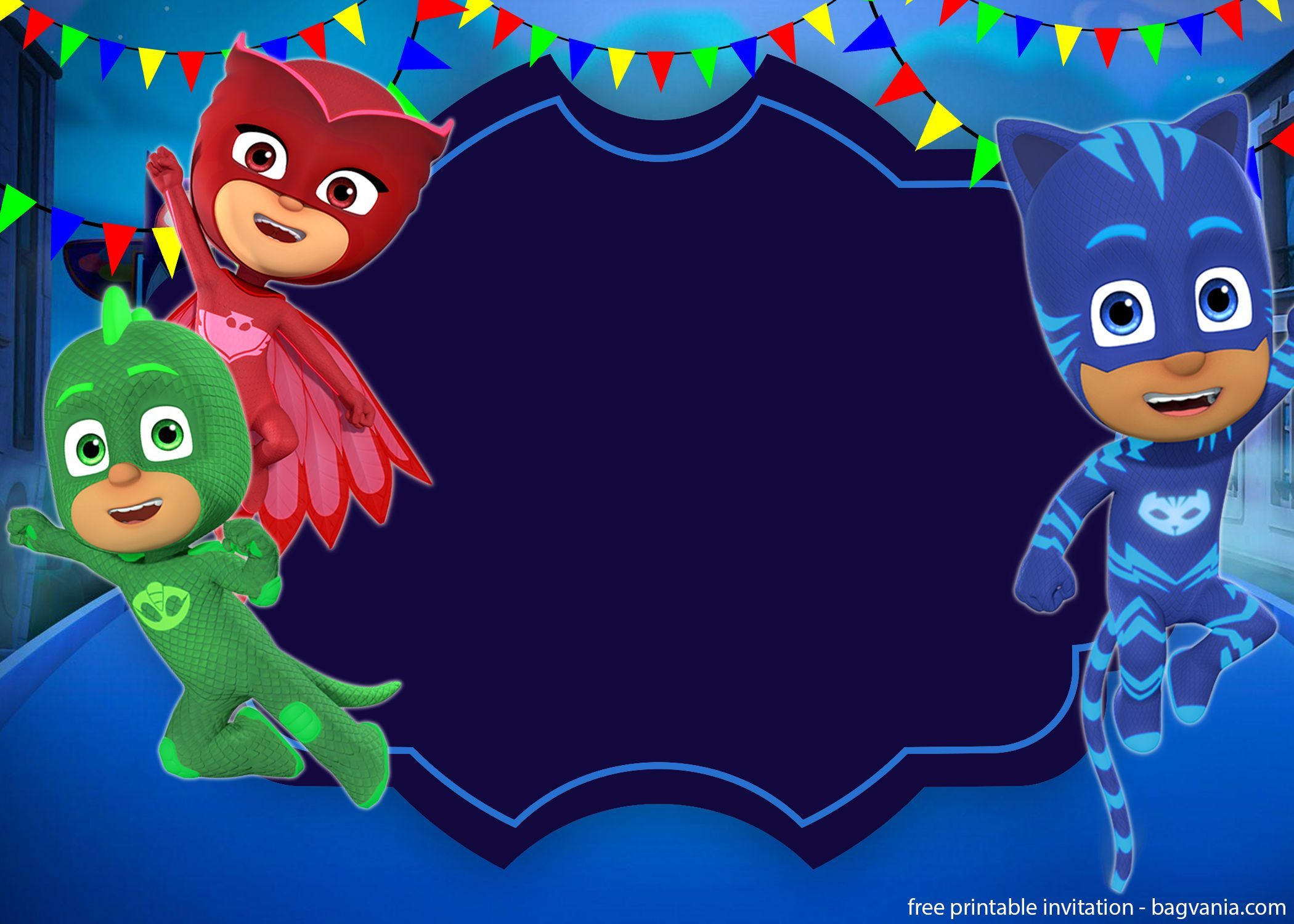 Free Printable PJ Masks Invitation Template Birthday 