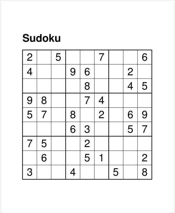 Free Printable Sudoku Puzzles Pdf Template Business PSD 