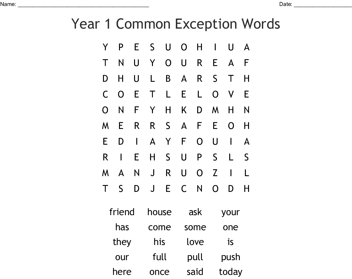 Grade 1 Word Search Printable Word Search Printable