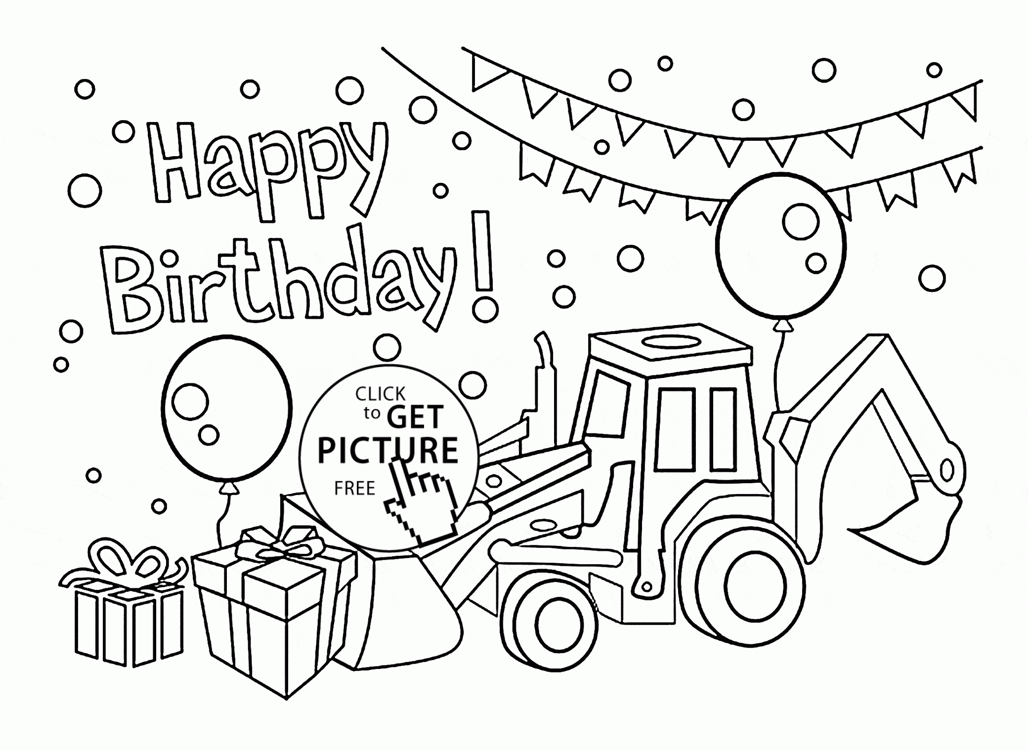 Happy Birthday Card For Boys Coloring Page For Kids 