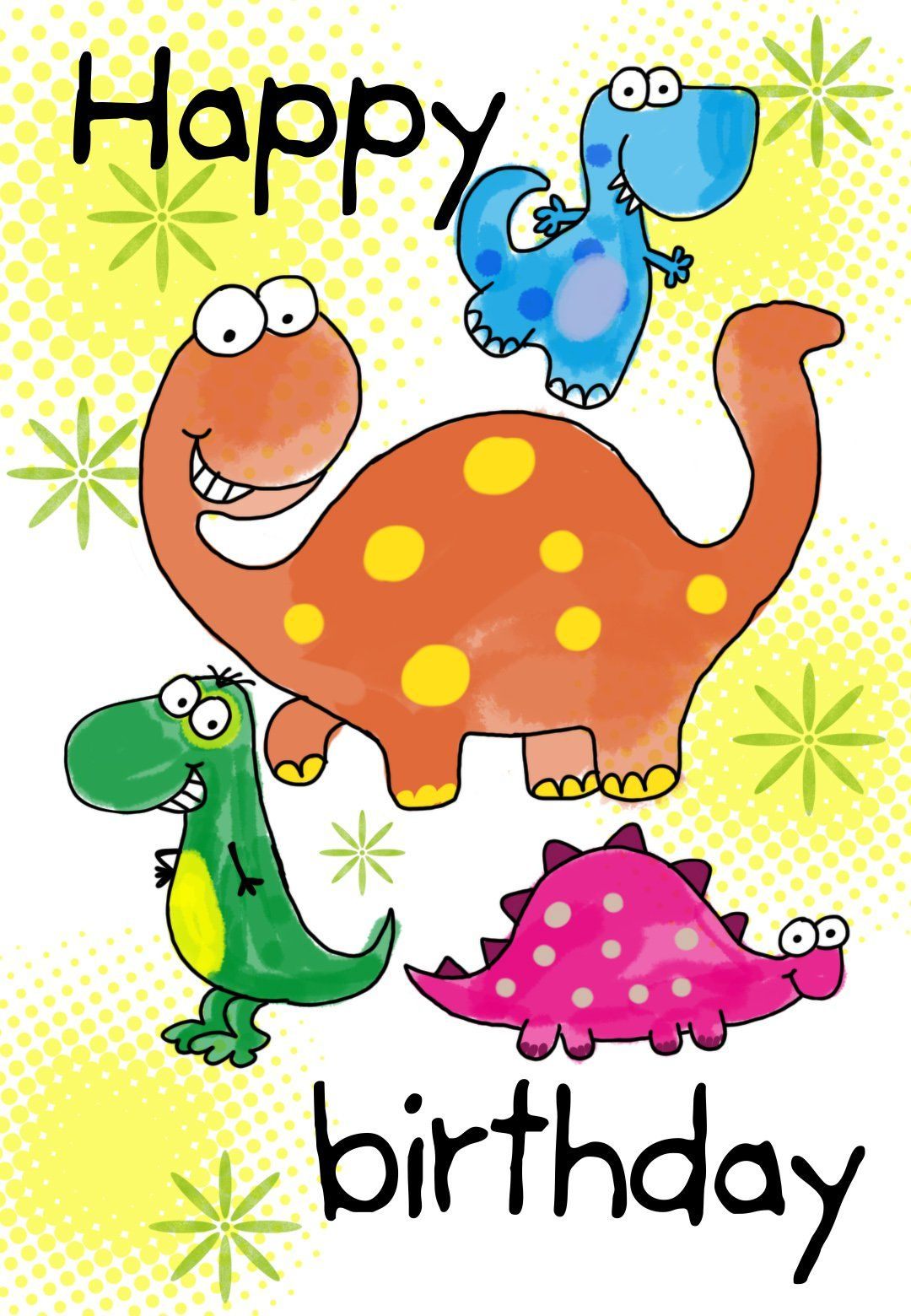 Happy Birthday Dinosaurs Free Printable Birthday Card 