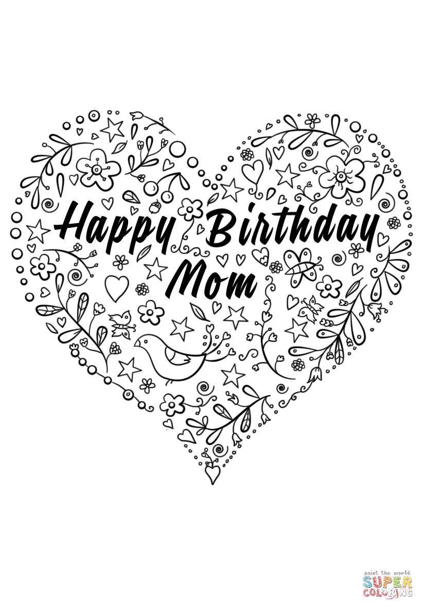 Happy Birthday Mom Coloring Page Free Printable Coloring 